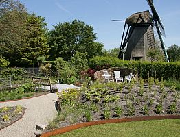 Ook vanuit de tuin zicht op de karakteristieke molen